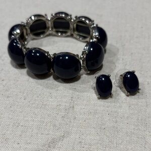 Navy Blue Bracelet and Earring Set